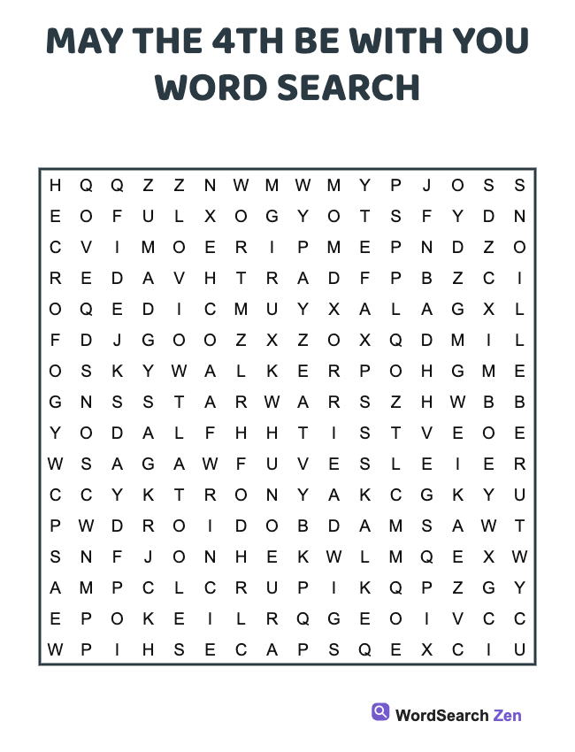 May The 4th Be With You Word Search
