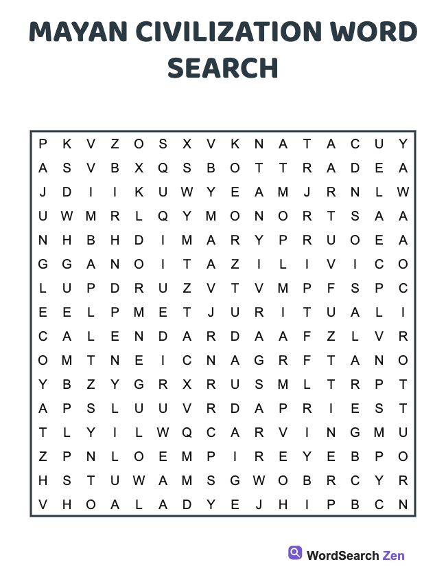 Mayan Civilization Word Search