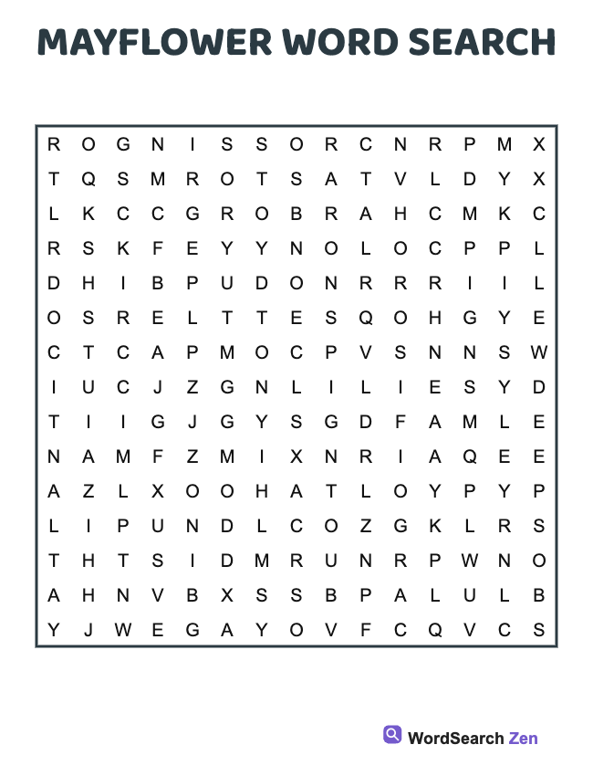 Mayflower Word Search