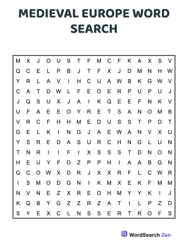 Medieval Europe Word Search