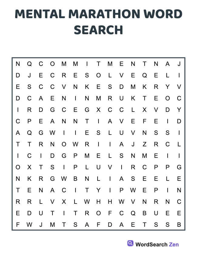 Mental Marathon Word Search