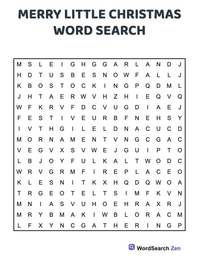 Merry Little Christmas Word Search