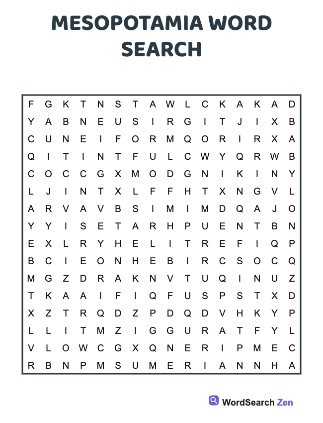 Mesopotamia Word Search