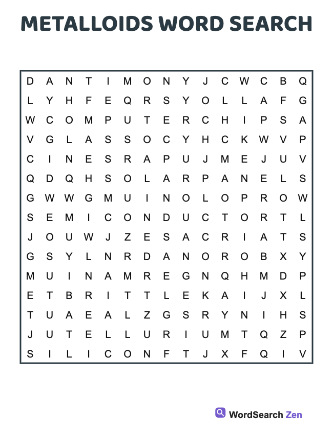Metalloids Word Search