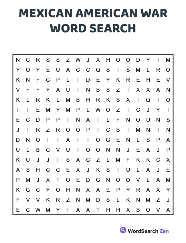 Mexican American War Word Search