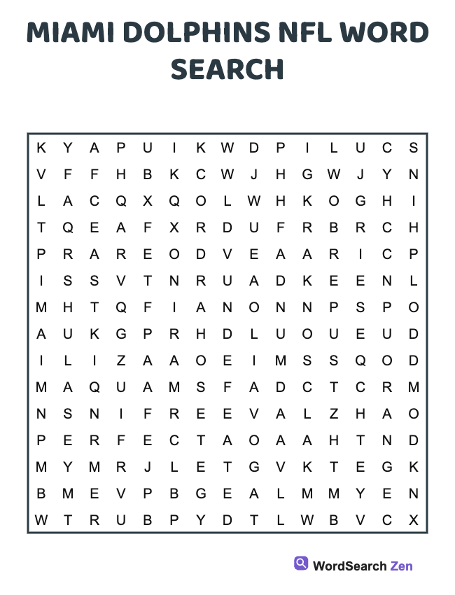 Miami Dolphins NFL Word Search
