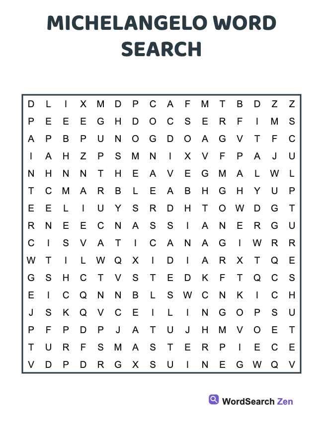 Michelangelo Word Search