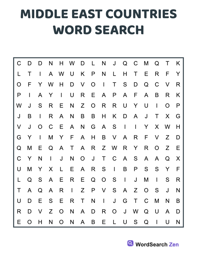 Middle East Countries Word Search