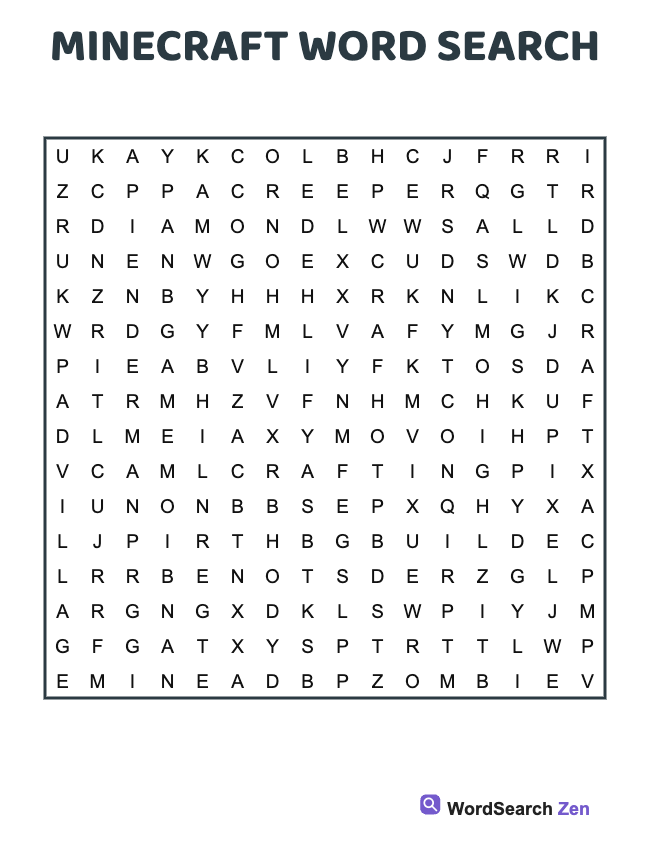 Minecraft Word Search