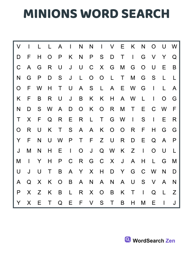 Minions Word Search