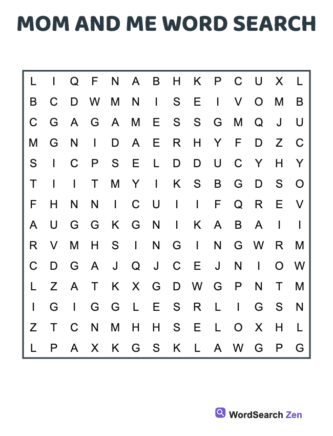 Mom And Me Word Search