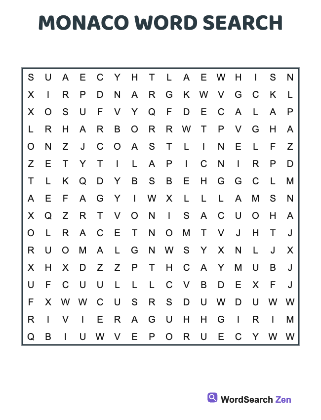Monaco Word Search