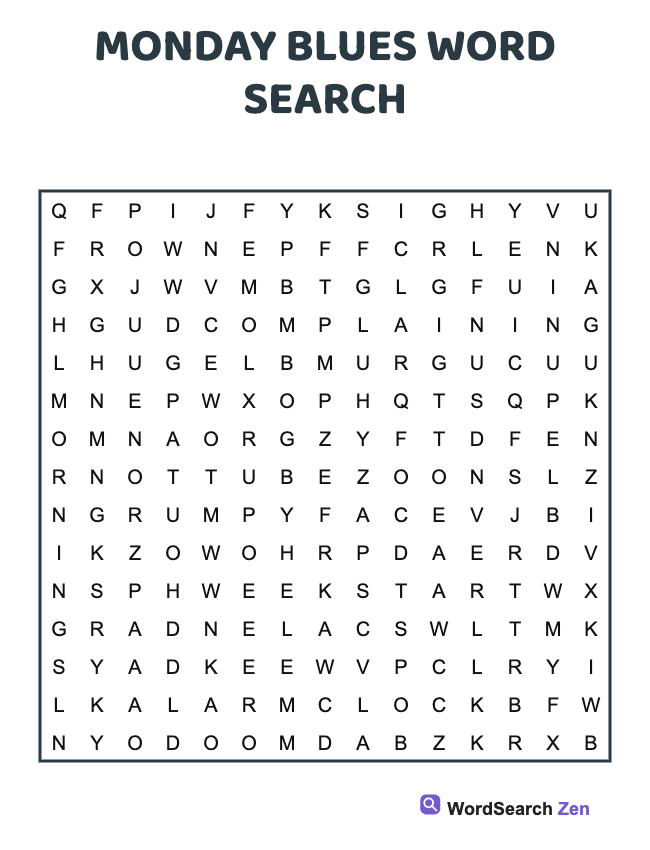 Monday Blues Word Search
