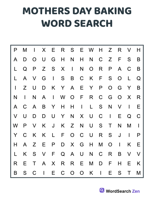 Mothers Day Baking Word Search