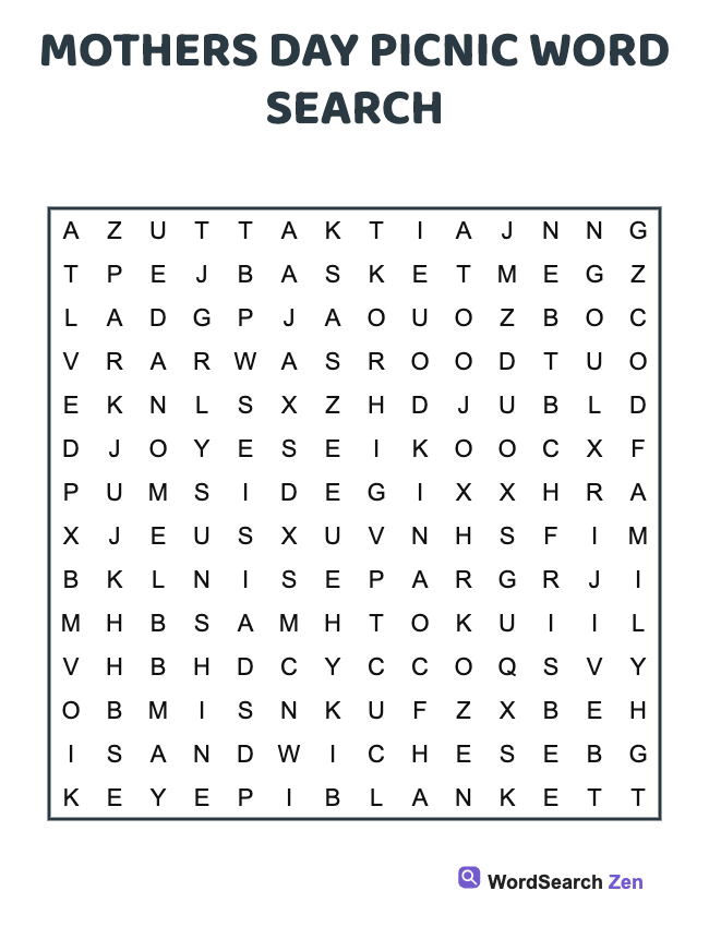 Mothers Day Picnic Word Search