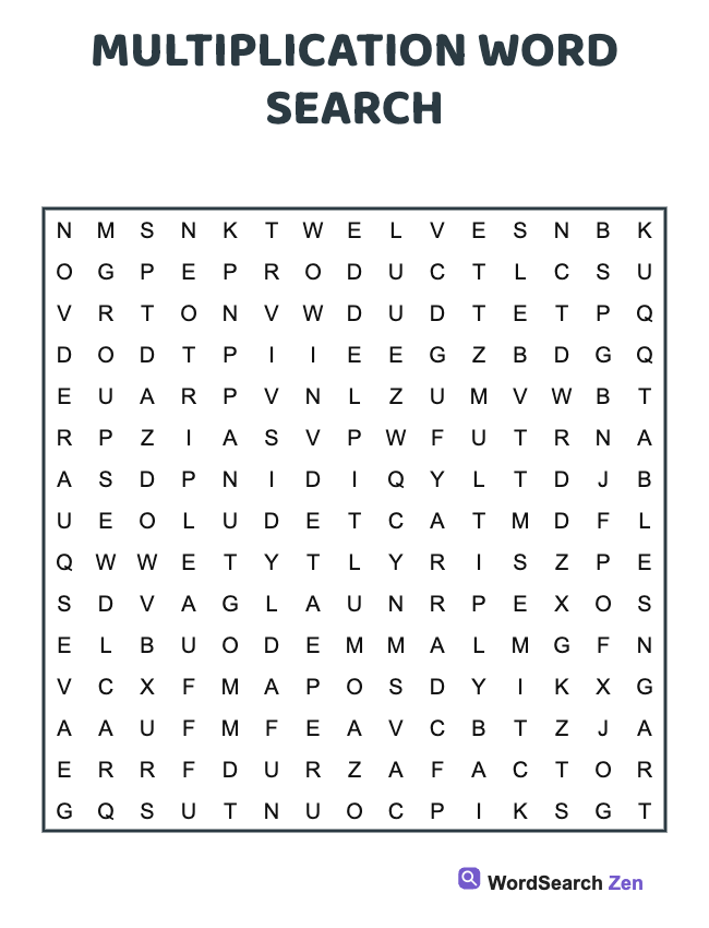 Multiplication Word Search