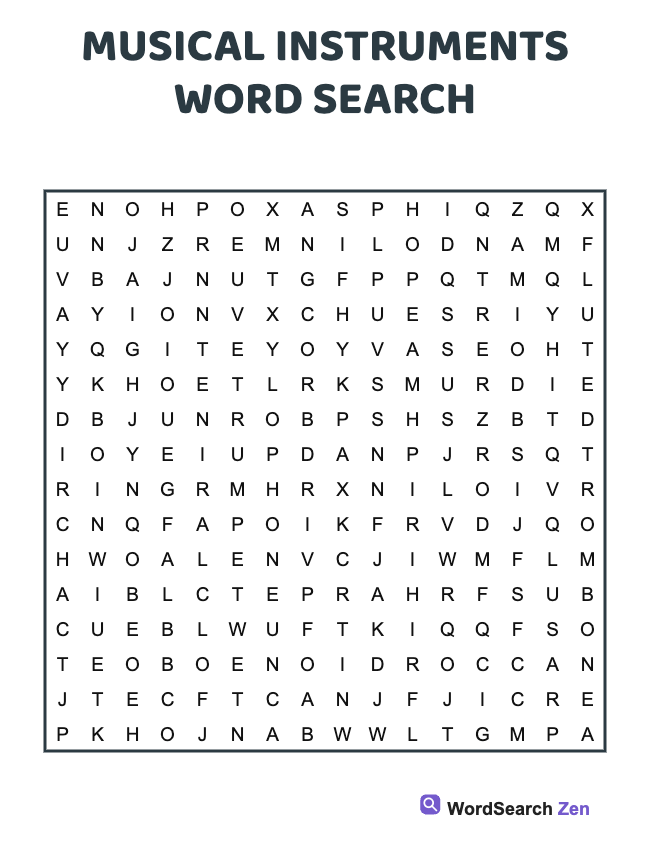 Musical Instruments Word Search