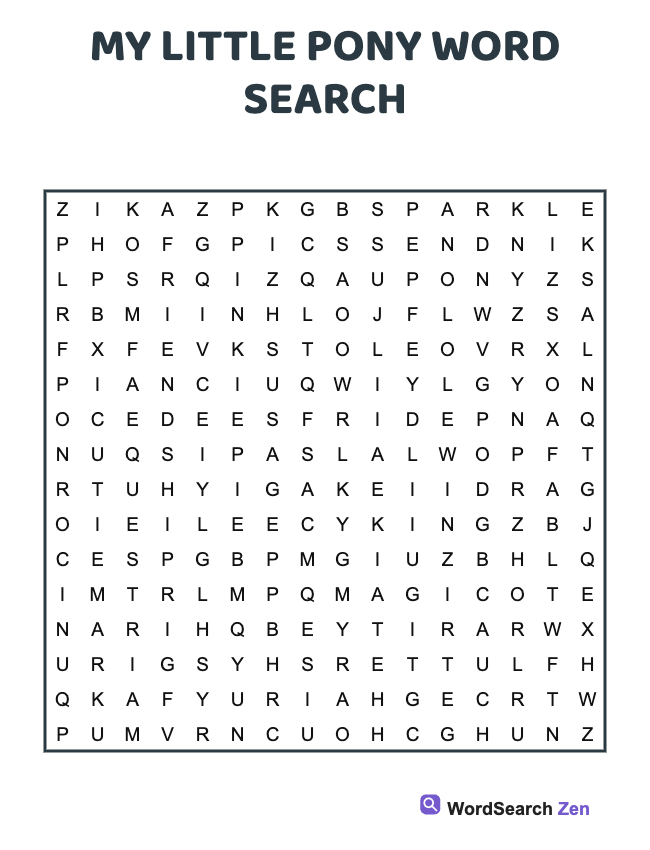 My Little Pony Word Search
