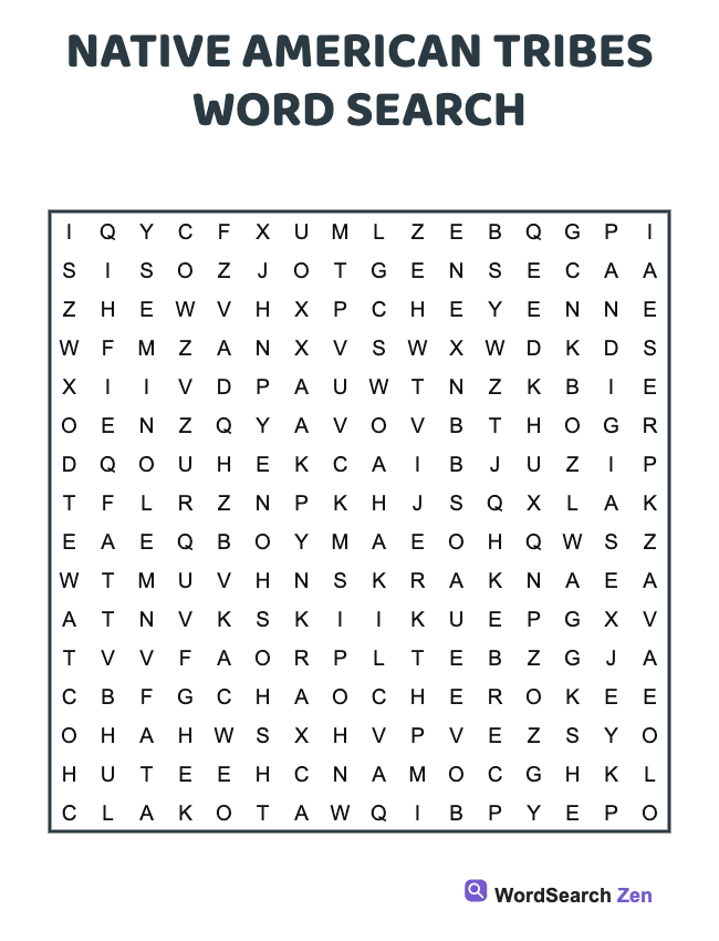 Native American Tribes Word Search