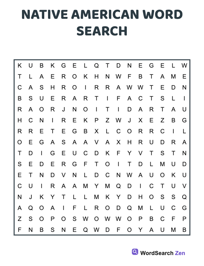 Native American Word Search