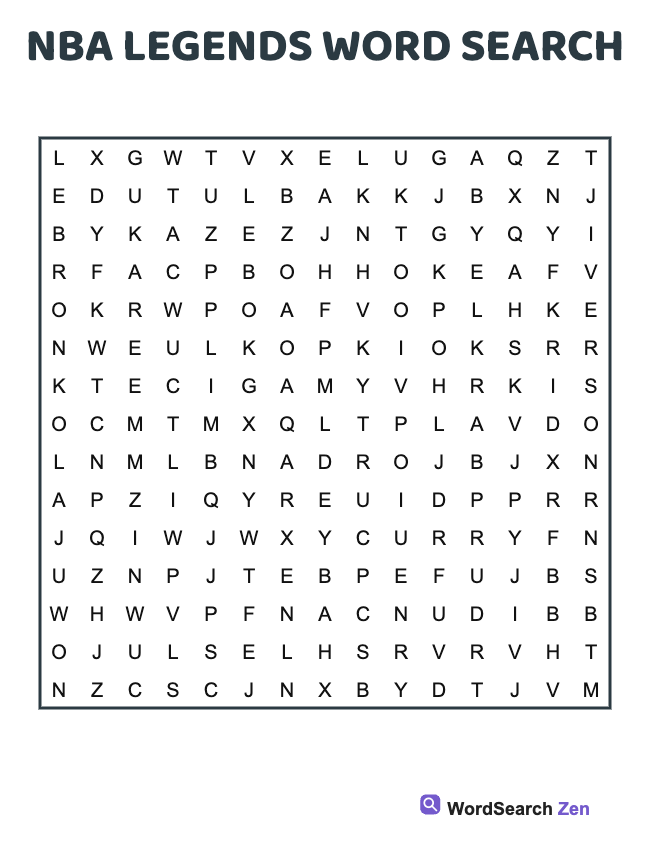 NBA Legends Word Search