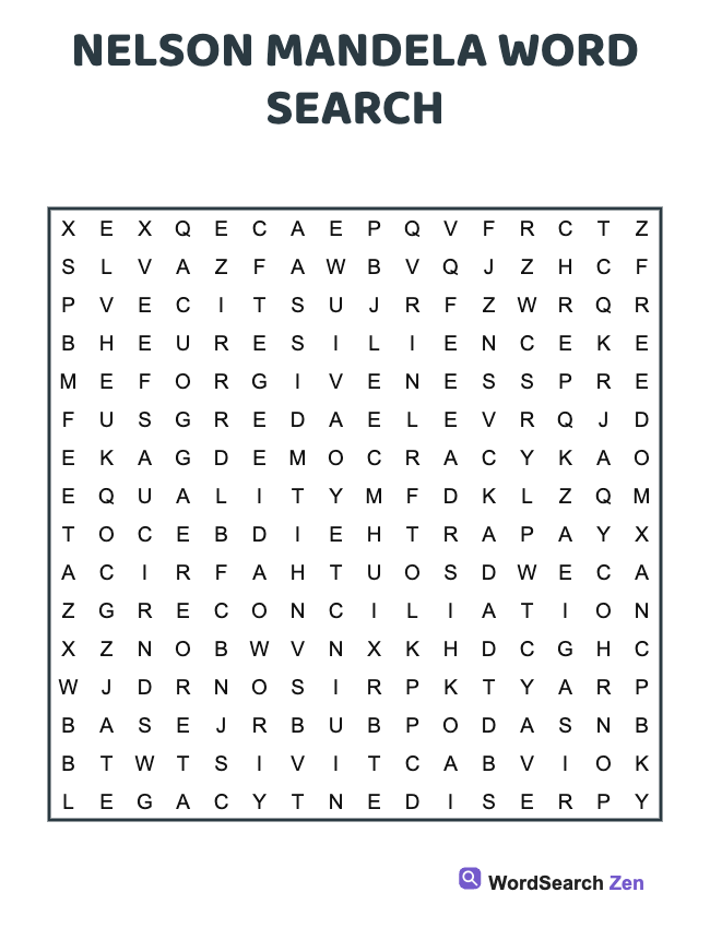 Nelson Mandela Word Search