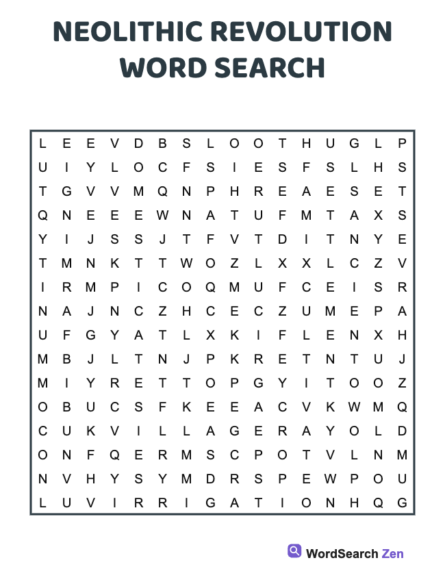 Neolithic Revolution Word Search