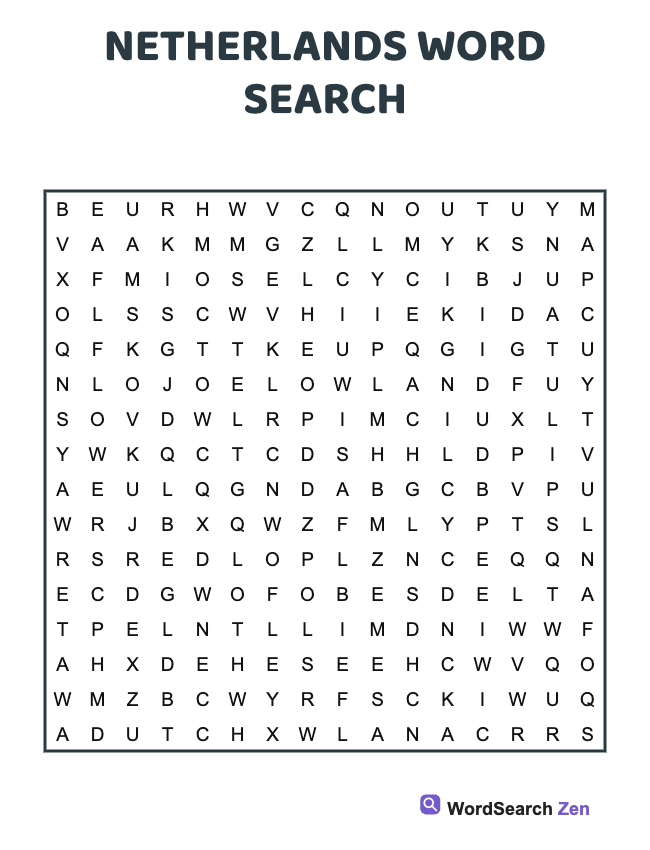 Netherlands Word Search