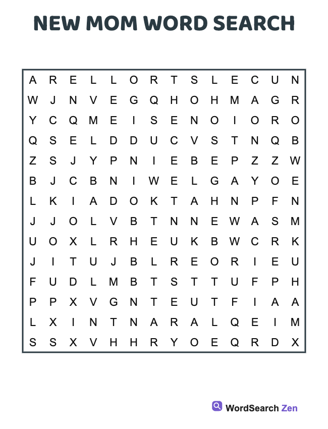 New Mom Word Search
