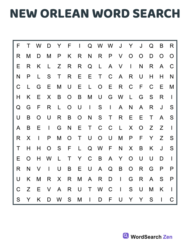 New Orlean Word Search