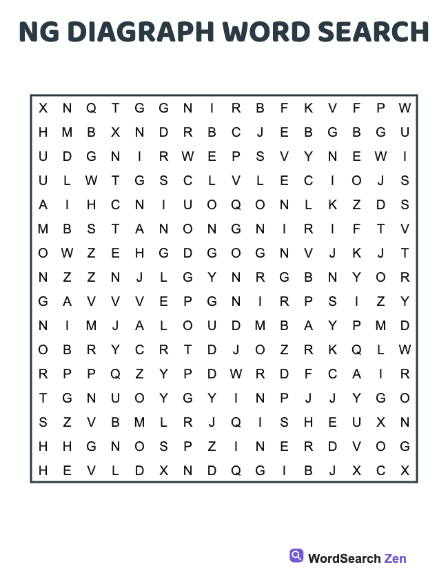 Ng Diagraph Word Search