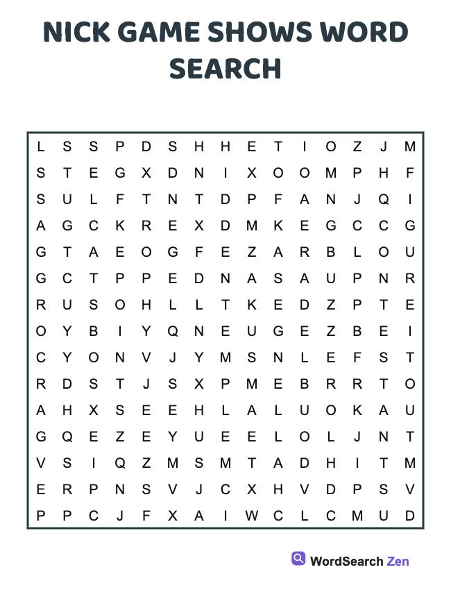 Nick Game Shows Word Search