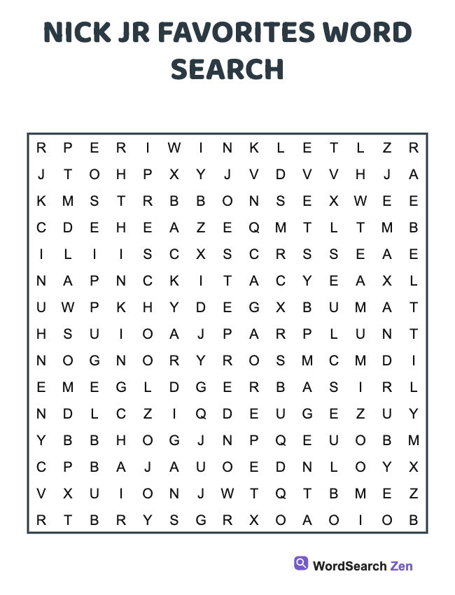 Nick Jr Favorites Word Search