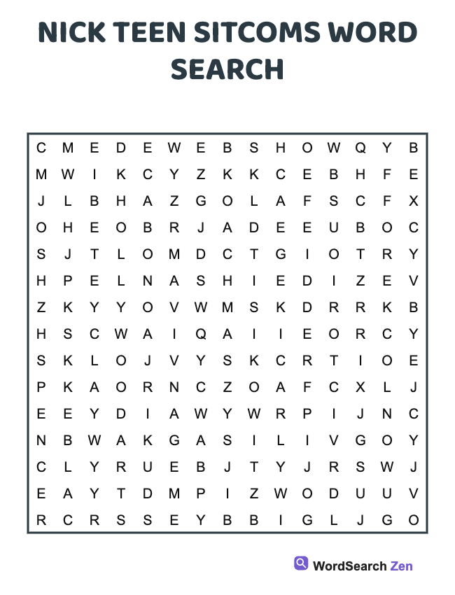 Nick Teen Sitcoms Word Search