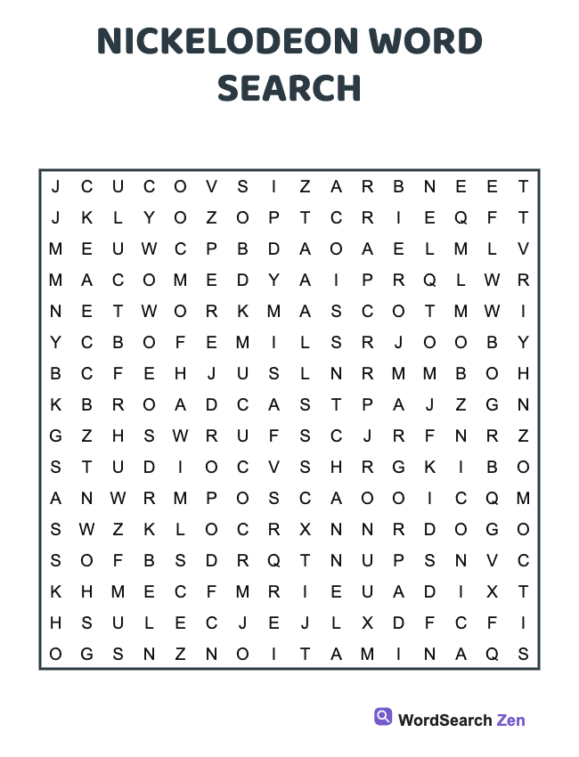 Nickelodeon Word Search