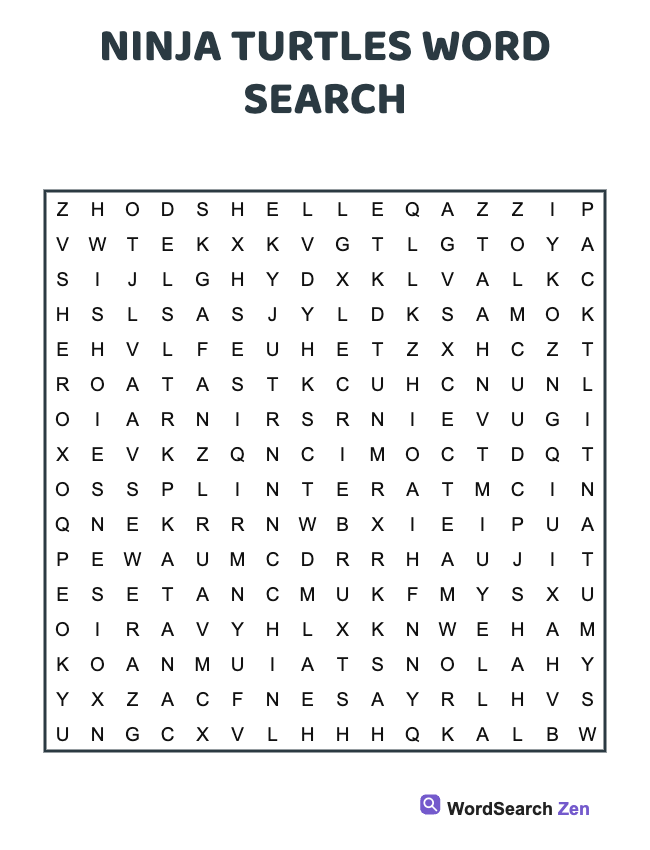 Ninja Turtles Word Search