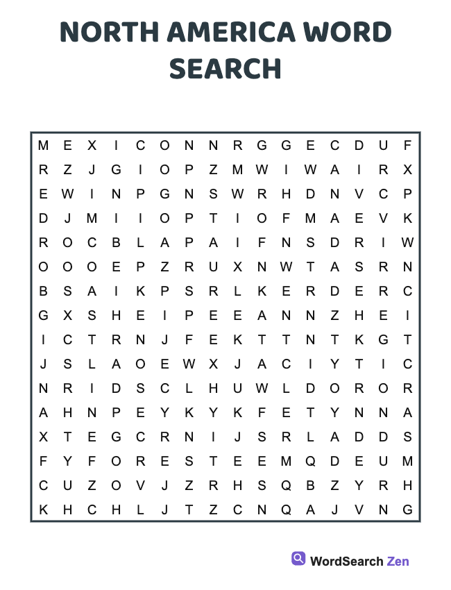 North America Word Search