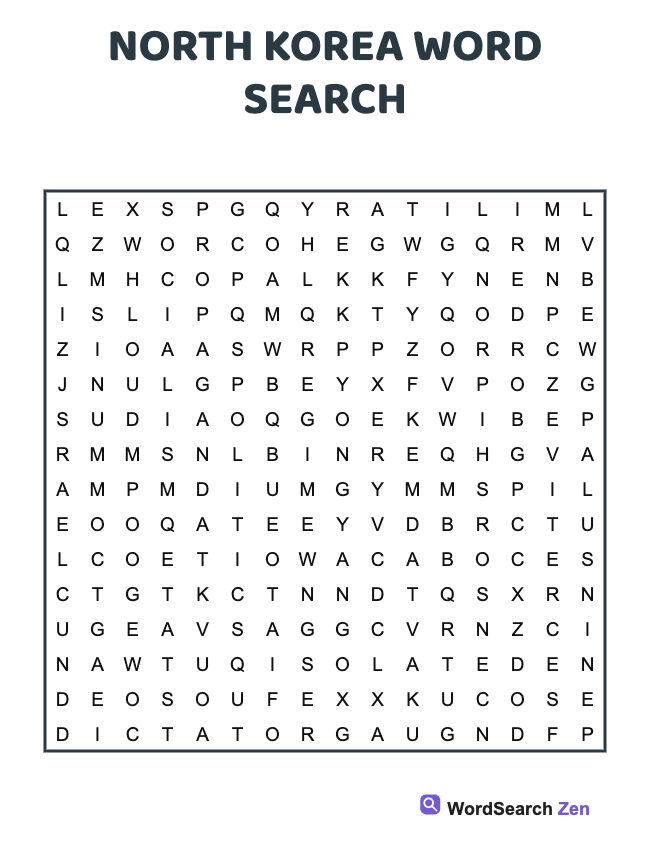 North Korea Word Search