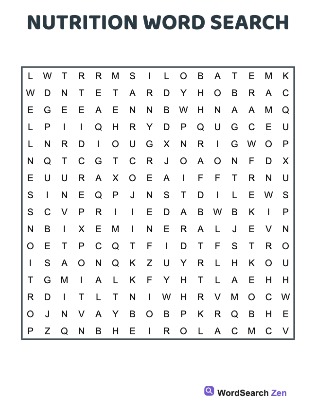 Nutrition Word Search