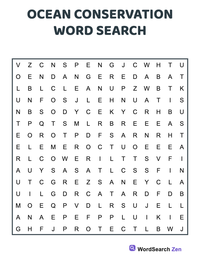 Ocean Conservation Word Search