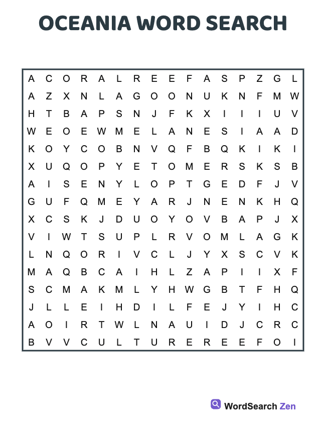 Oceania Word Search