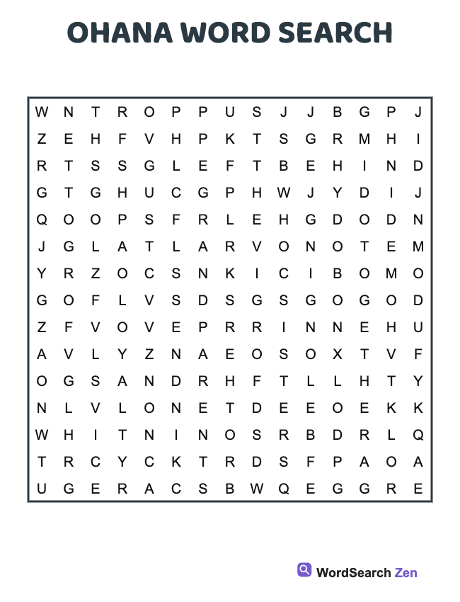 Ohana Word Search