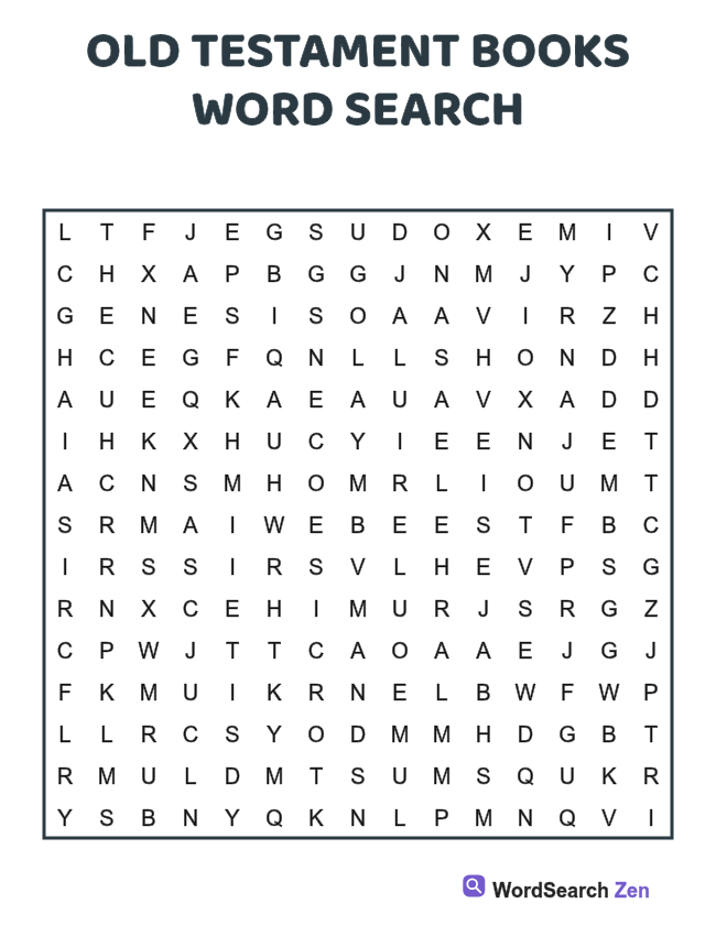 Old Testament Books Word Search printable puzzle sheet