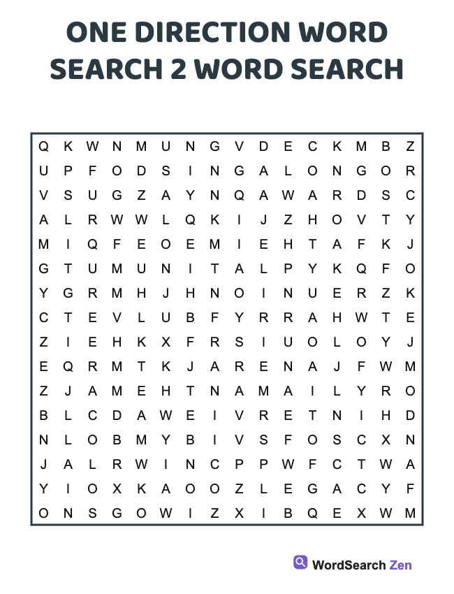 One Direction Word Search 2