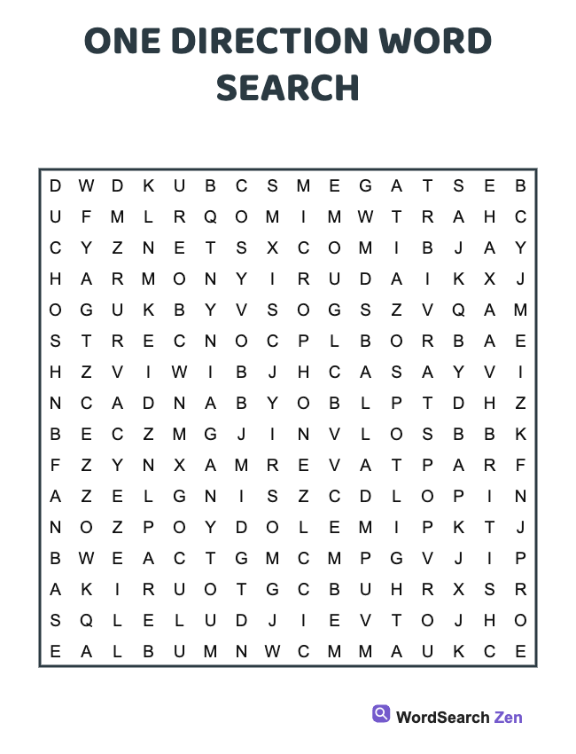 One Direction Word Search