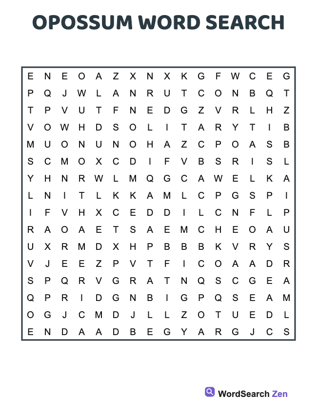 Opossum Word Search