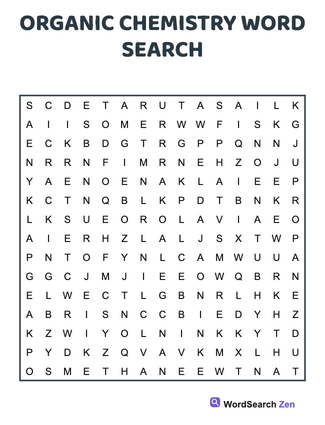 Organic Chemistry Word Search