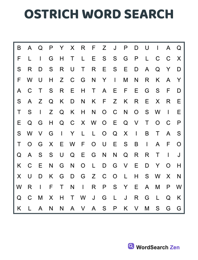 Ostrich Word Search