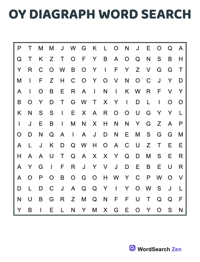 Oy Diagraph Word Search
