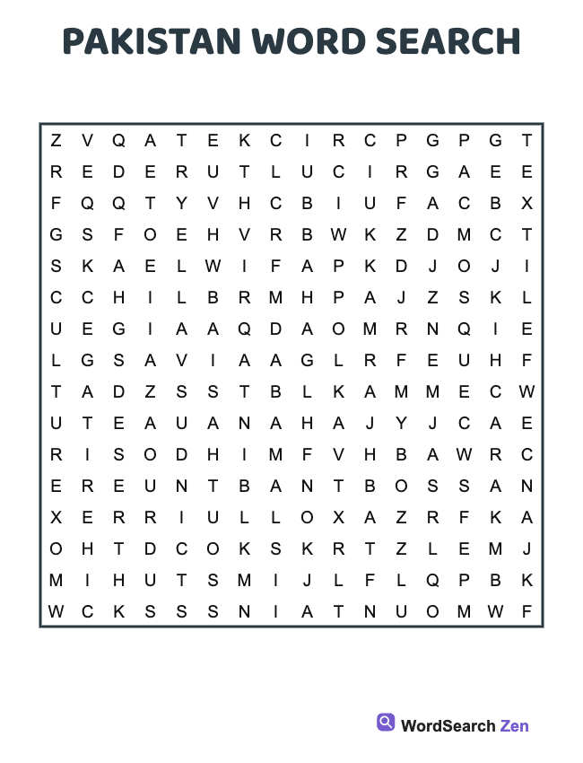 Pakistan Word Search
